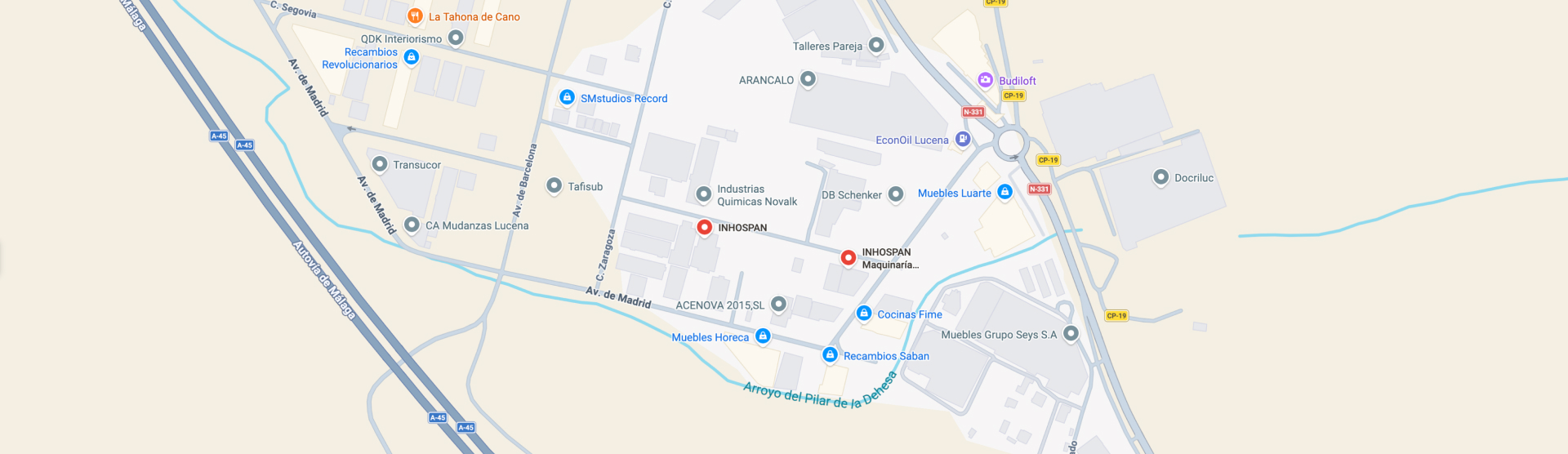Ubicación de Inhospan — P.E. Príncipe Felipe, Lucena (Córdoba)